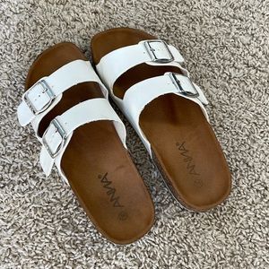 White Birkenstock style sandals